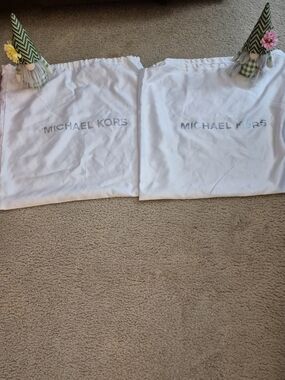 Michael Kors White Dust Bags with Gray Logo - Set of 2. GOOD CONDITION